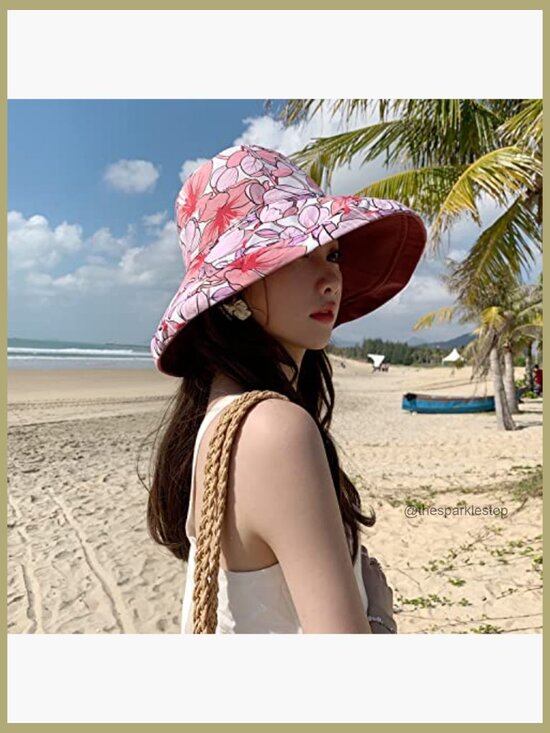 Wide Brim Sun Hat with Wired Edge Reversible Foldable UV Protection main image 7